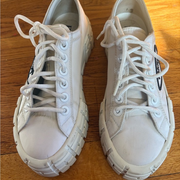 Prada Women's White Double Wheel Platform Sneaker - Picture 8 of 13